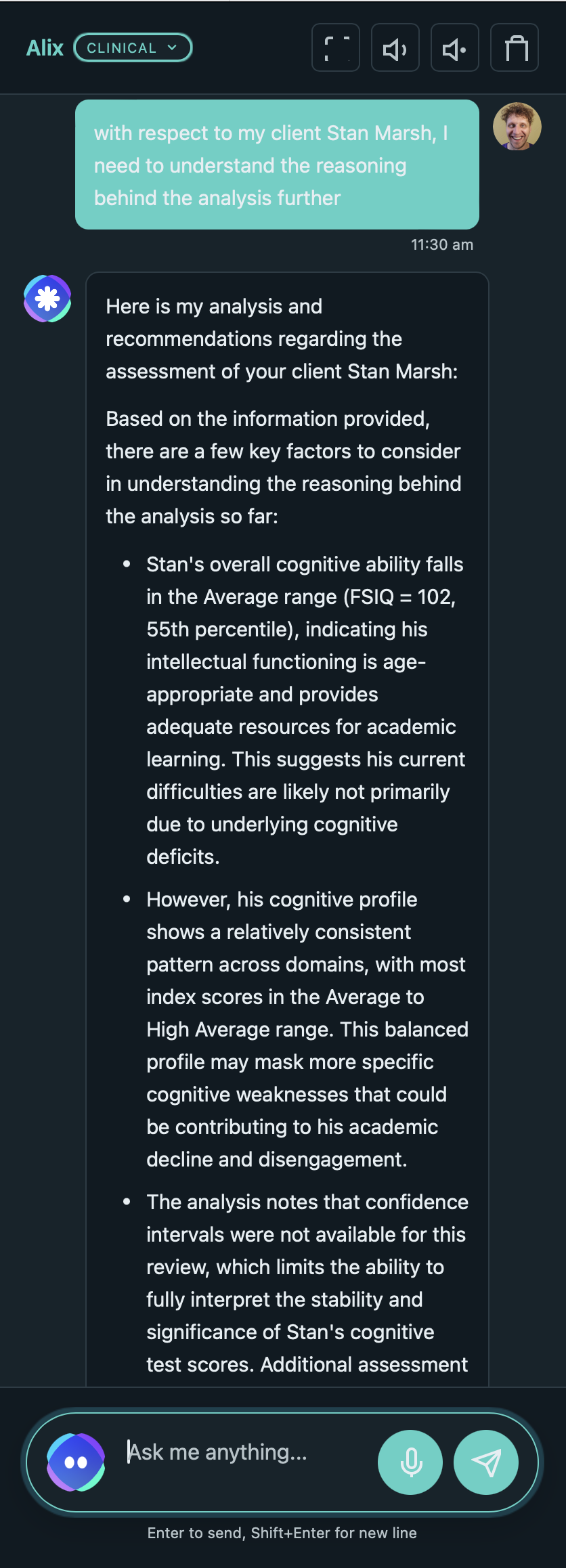 Alix in Clinical Supervisor Mode